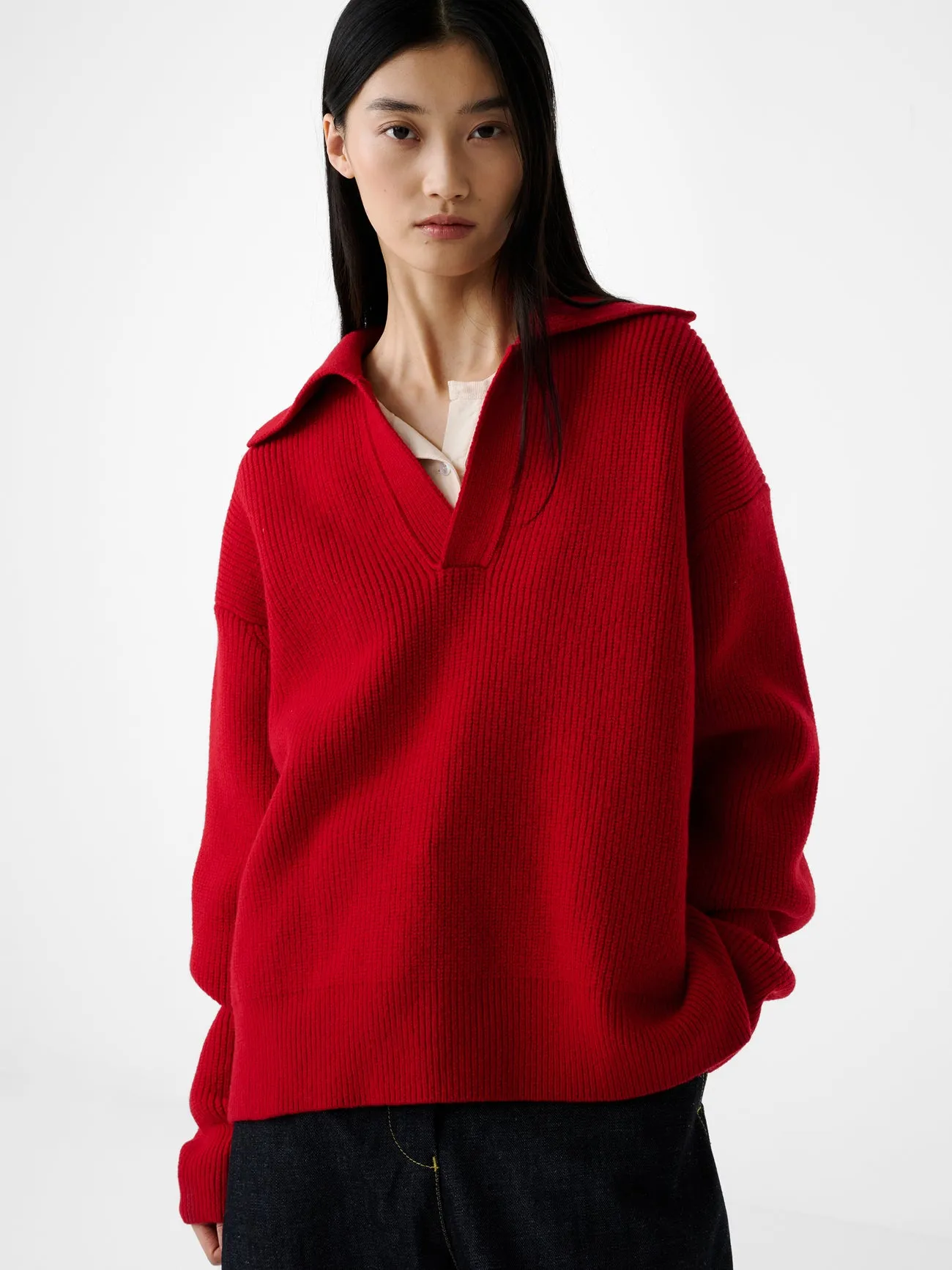 Nash Knit Polo in Crimson sold by Studio Nicholson product image thumbnail 4