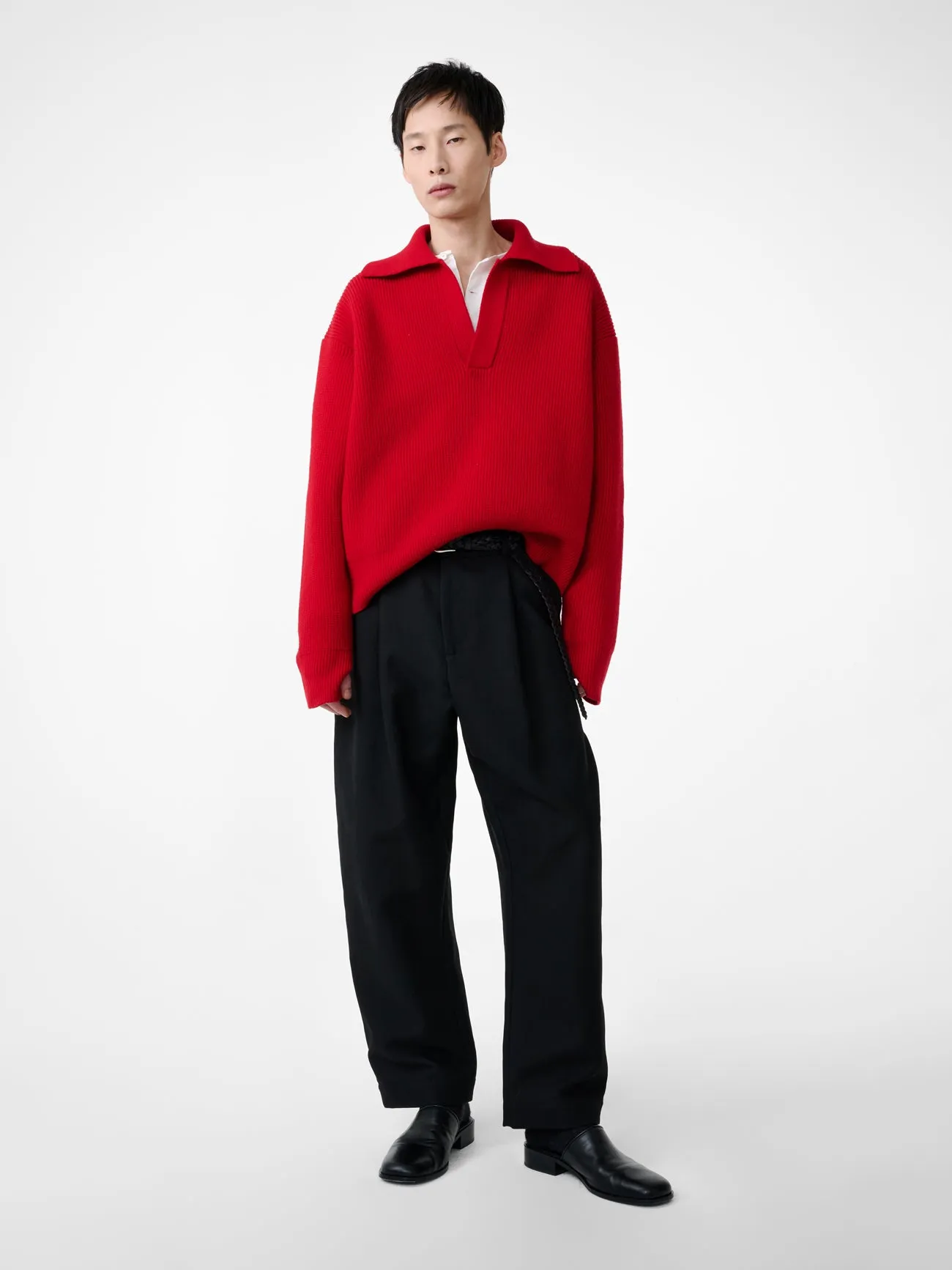 Nash Knit Polo in Crimson sold by Studio Nicholson product image thumbnail 5