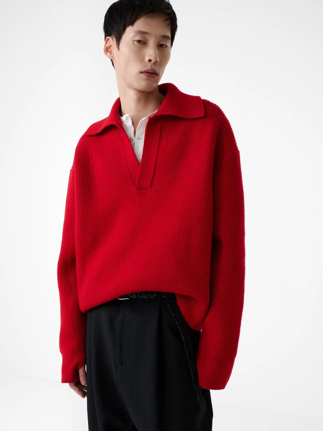 Nash Knit Polo in Crimson sold by Studio Nicholson product image thumbnail 2