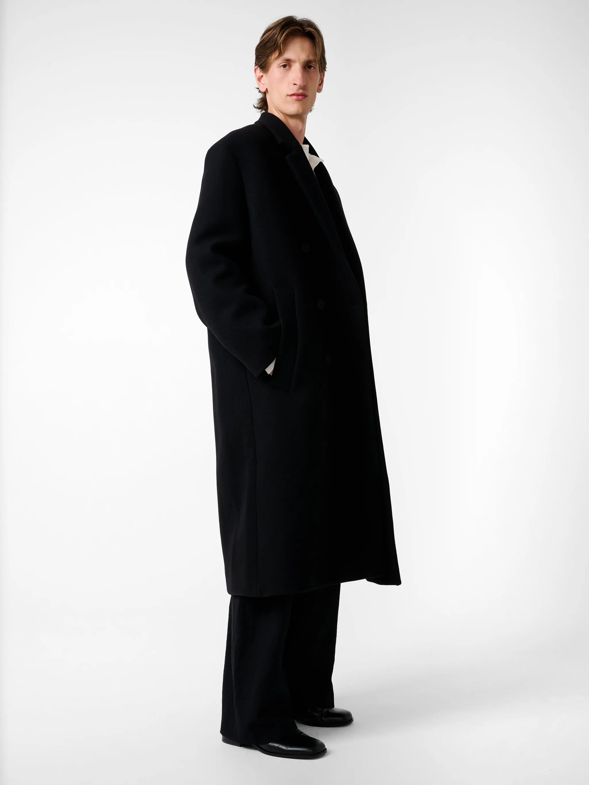 Diall Wool Coat in Black sold by Studio Nicholson product image thumbnail 2