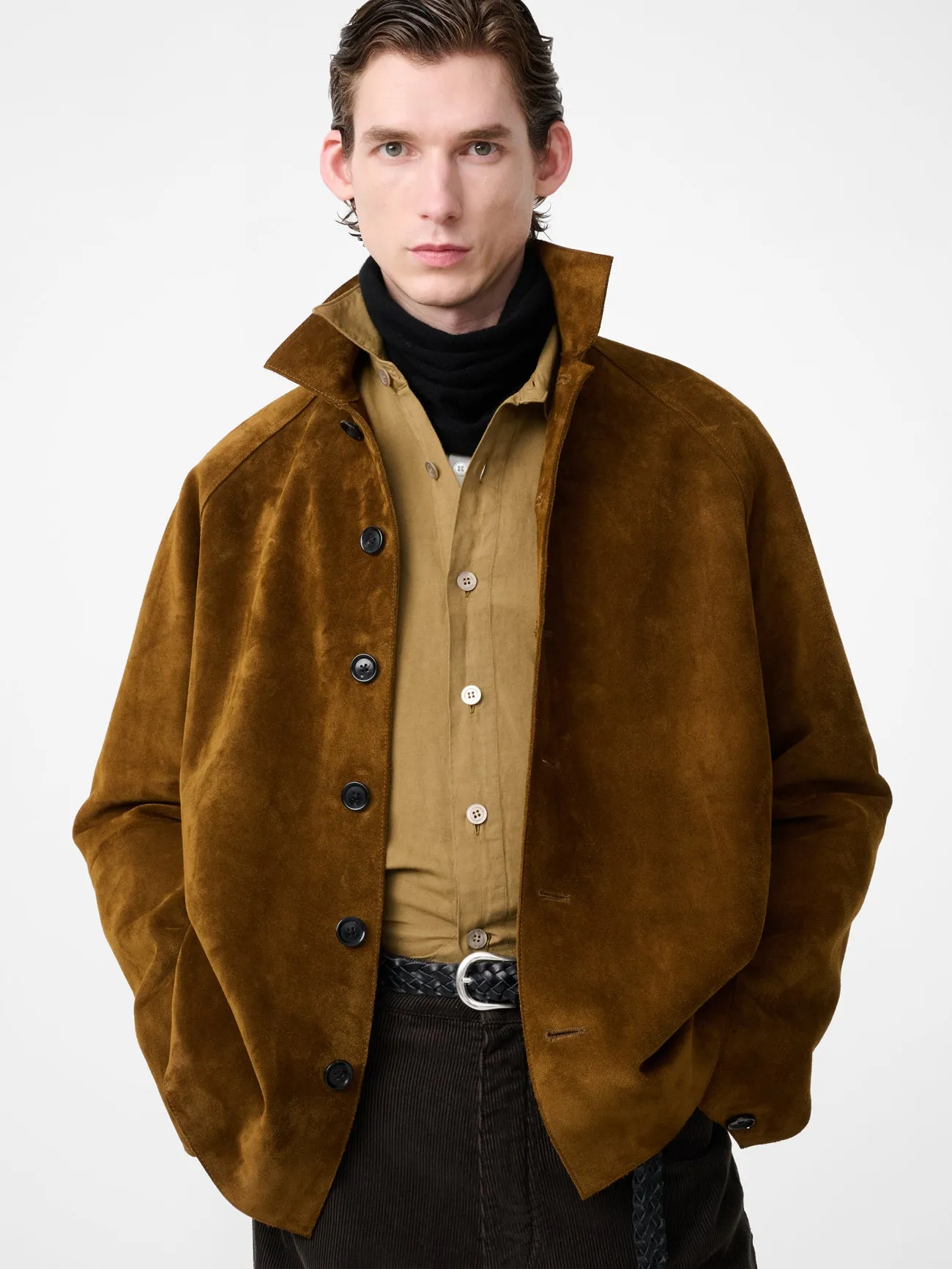 Bowe Suede Jacket in Mustard sold by Studio Nicholson product image thumbnail 4