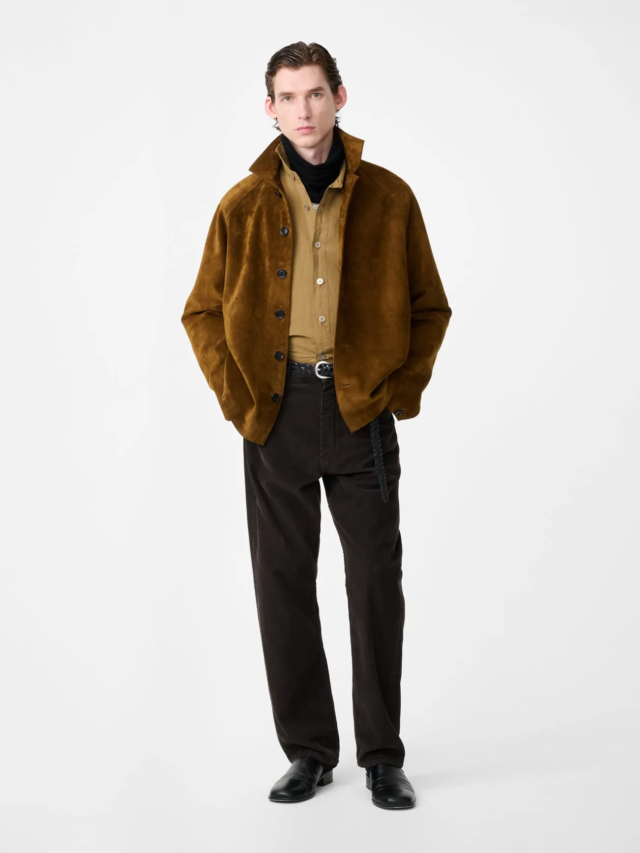 Bowe Suede Jacket in Mustard sold by Studio Nicholson product image thumbnail 2