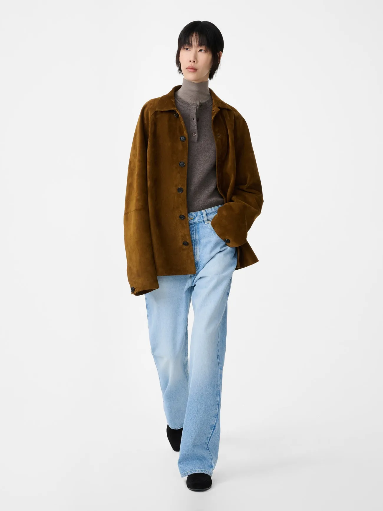 Bowe Suede Jacket in Mustard sold by Studio Nicholson product image thumbnail 5