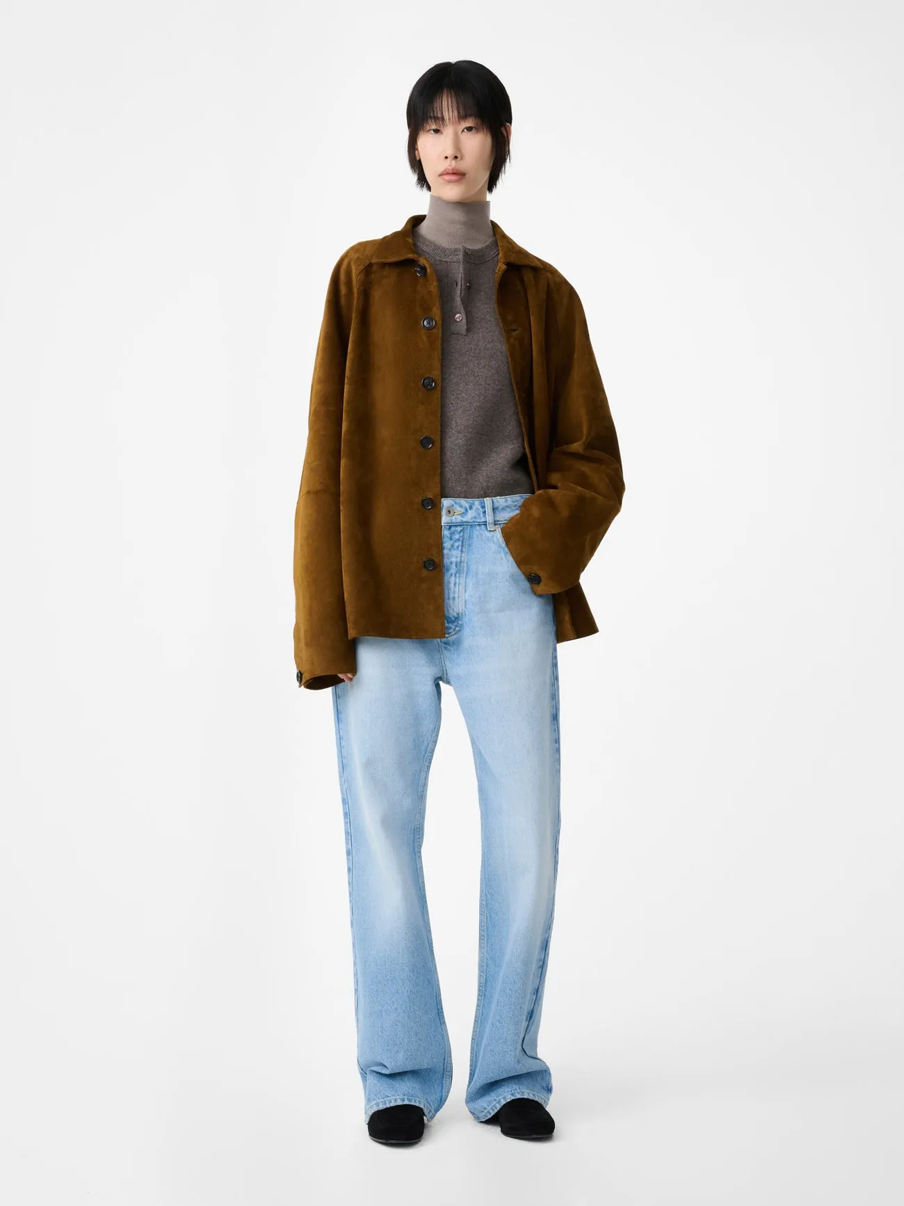 Bowe Suede Jacket in Mustard sold by Studio Nicholson product image thumbnail 3