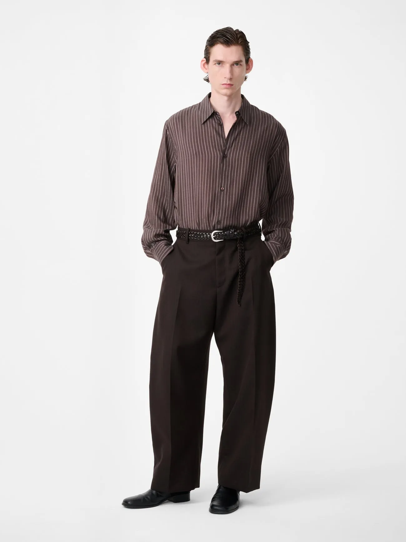 Fume Tailored Pant in Coffee sold by Studio Nicholson