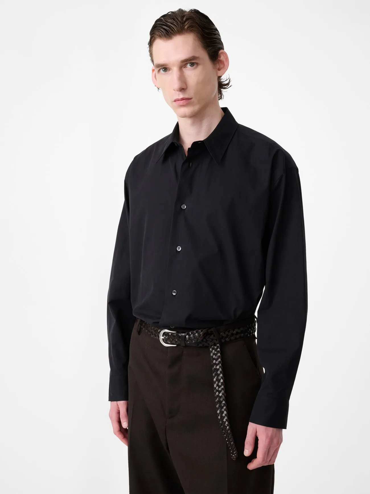 Hal Cotton Shirt in Black sold by Studio Nicholson