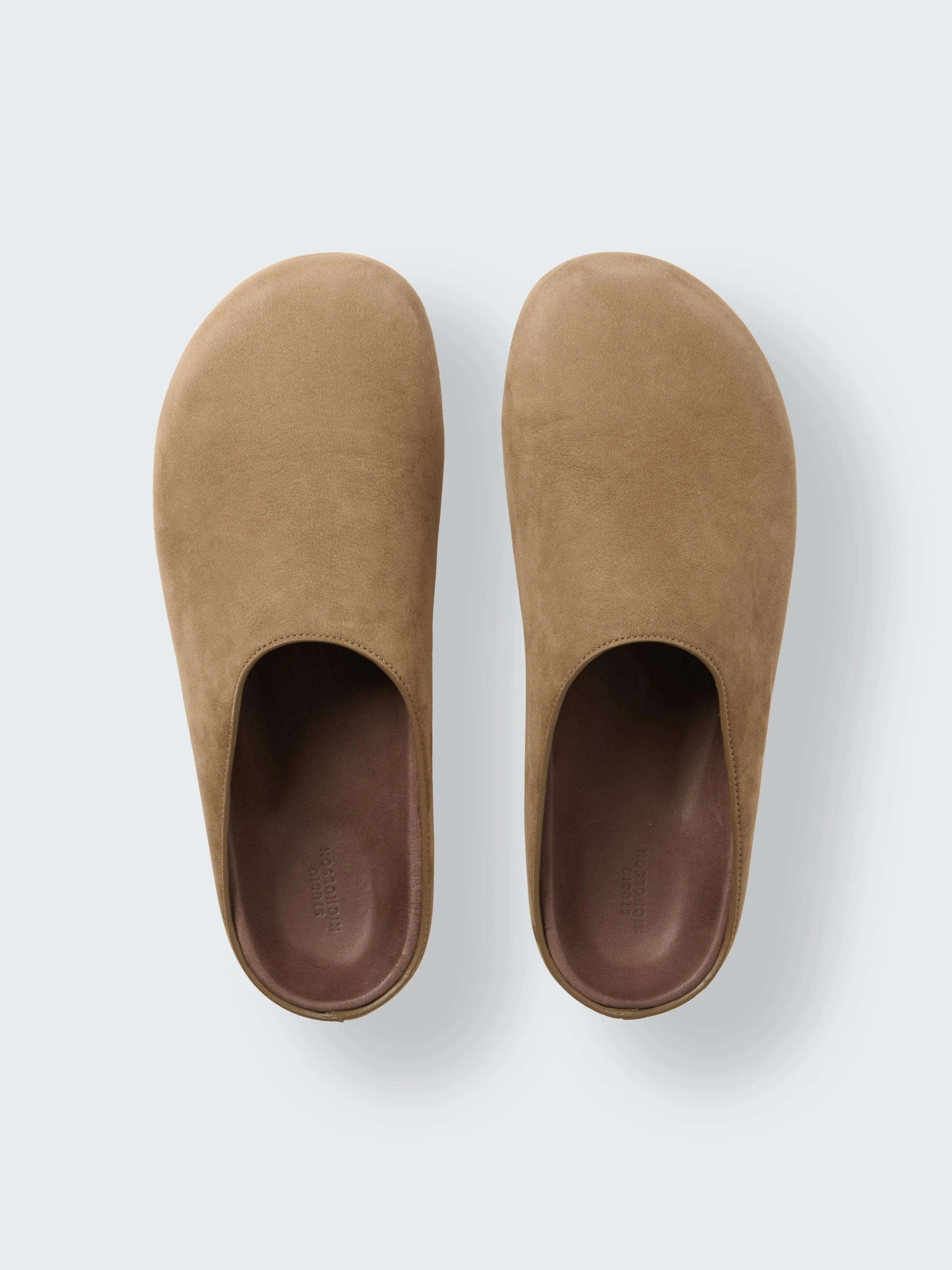 Women's Wearing Nabuk Clog in Taupe sold by Studio Nicholson product image thumbnail 3
