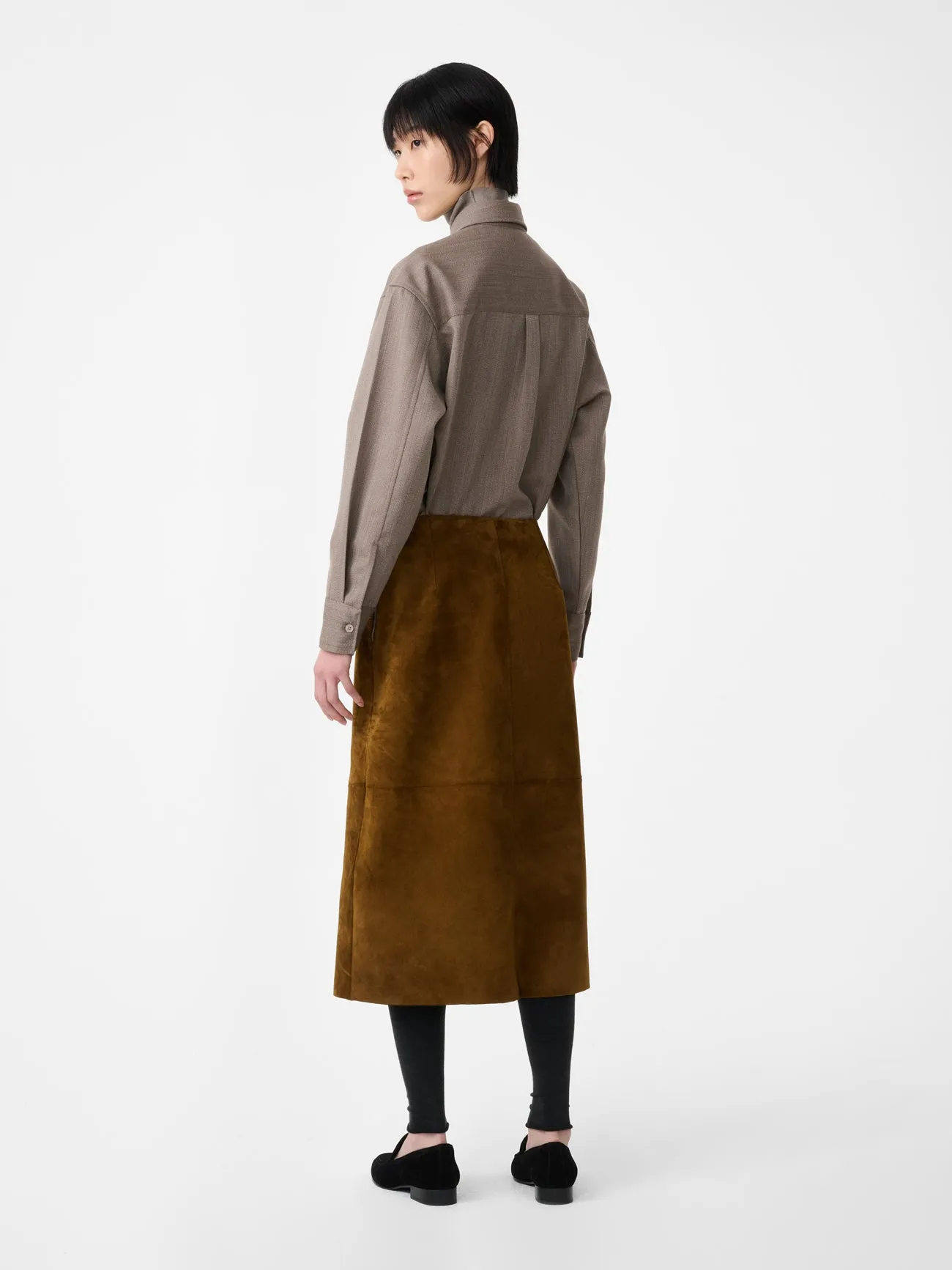 Melete Suede Skirt in Mustard sold by Studio Nicholson product image thumbnail 4