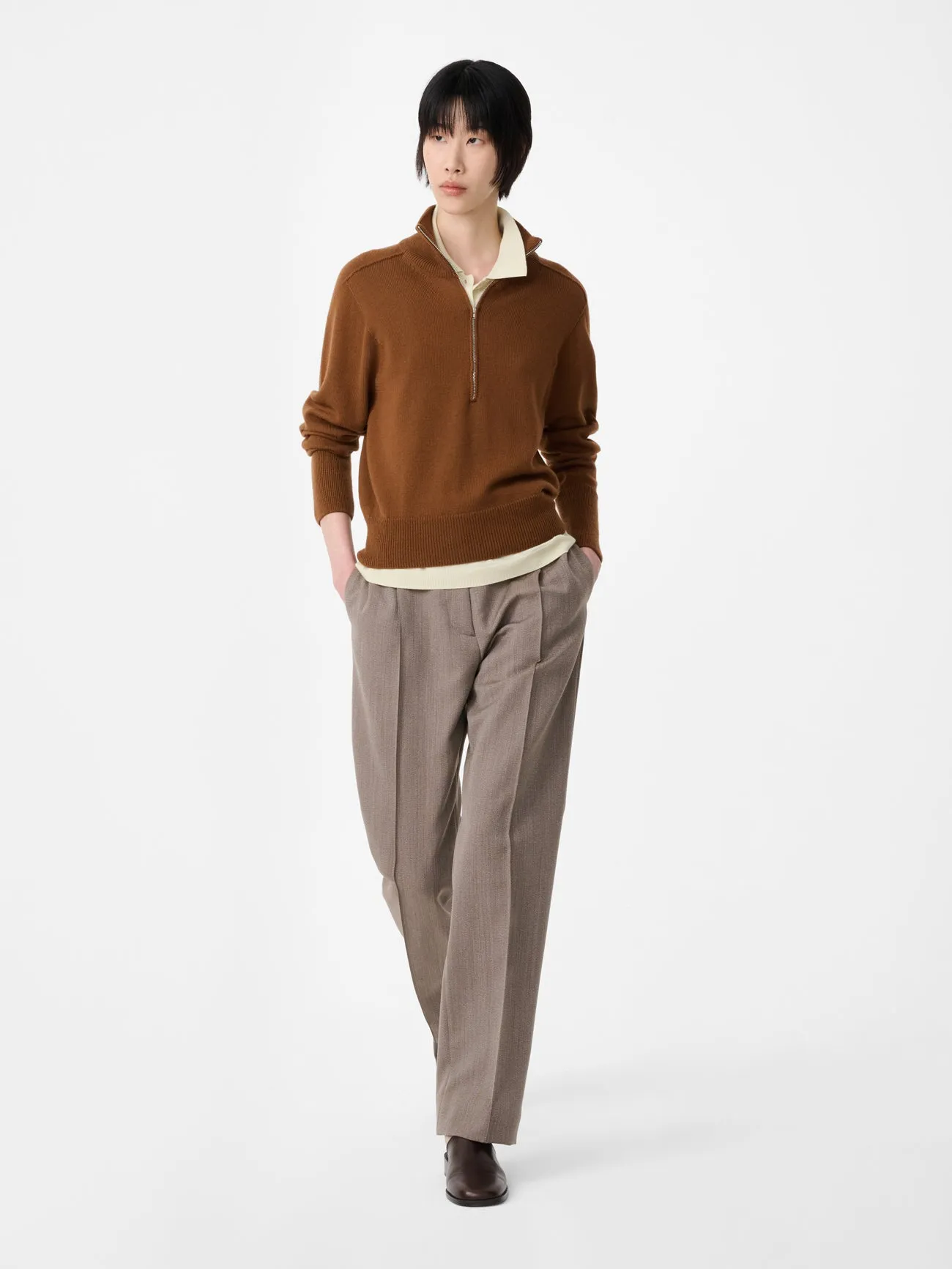 Quarte Tailored Pant in Bark Melange sold by Studio Nicholson product image thumbnail 3