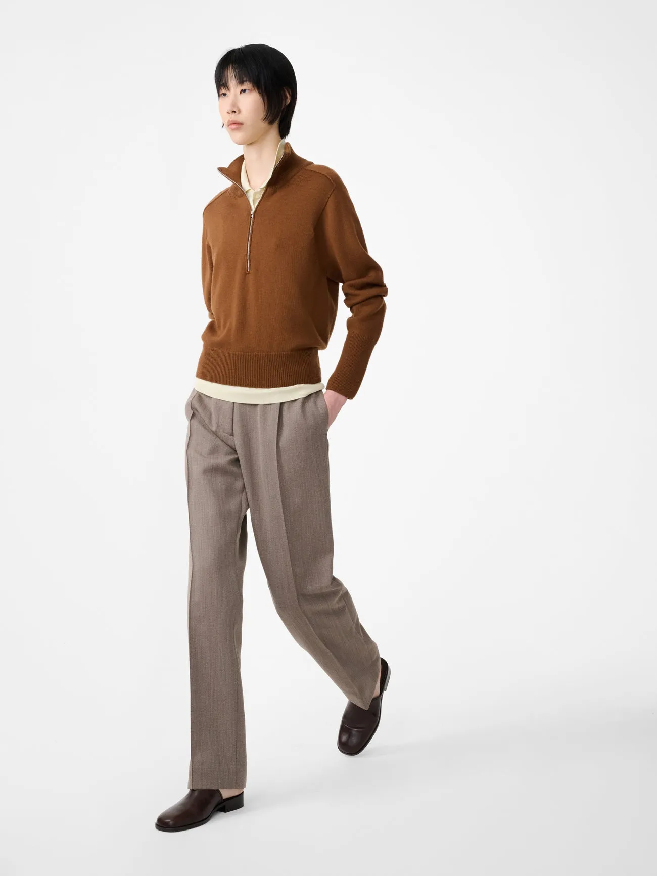 Quarte Tailored Pant in Bark Melange sold by Studio Nicholson product image thumbnail 2