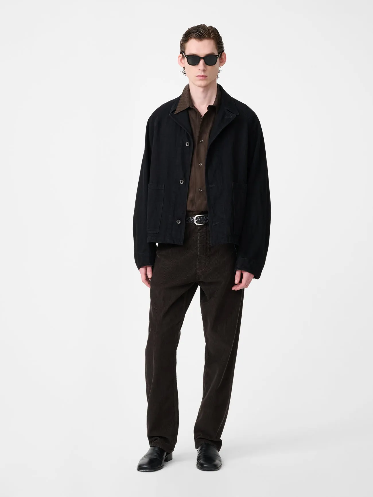 Coggan Crinkle Denim Jacket in Black sold by Studio Nicholson product image thumbnail 4