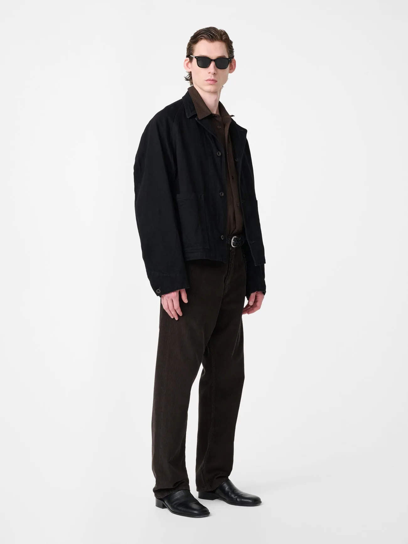 Coggan Crinkle Denim Jacket in Black sold by Studio Nicholson product image thumbnail 5