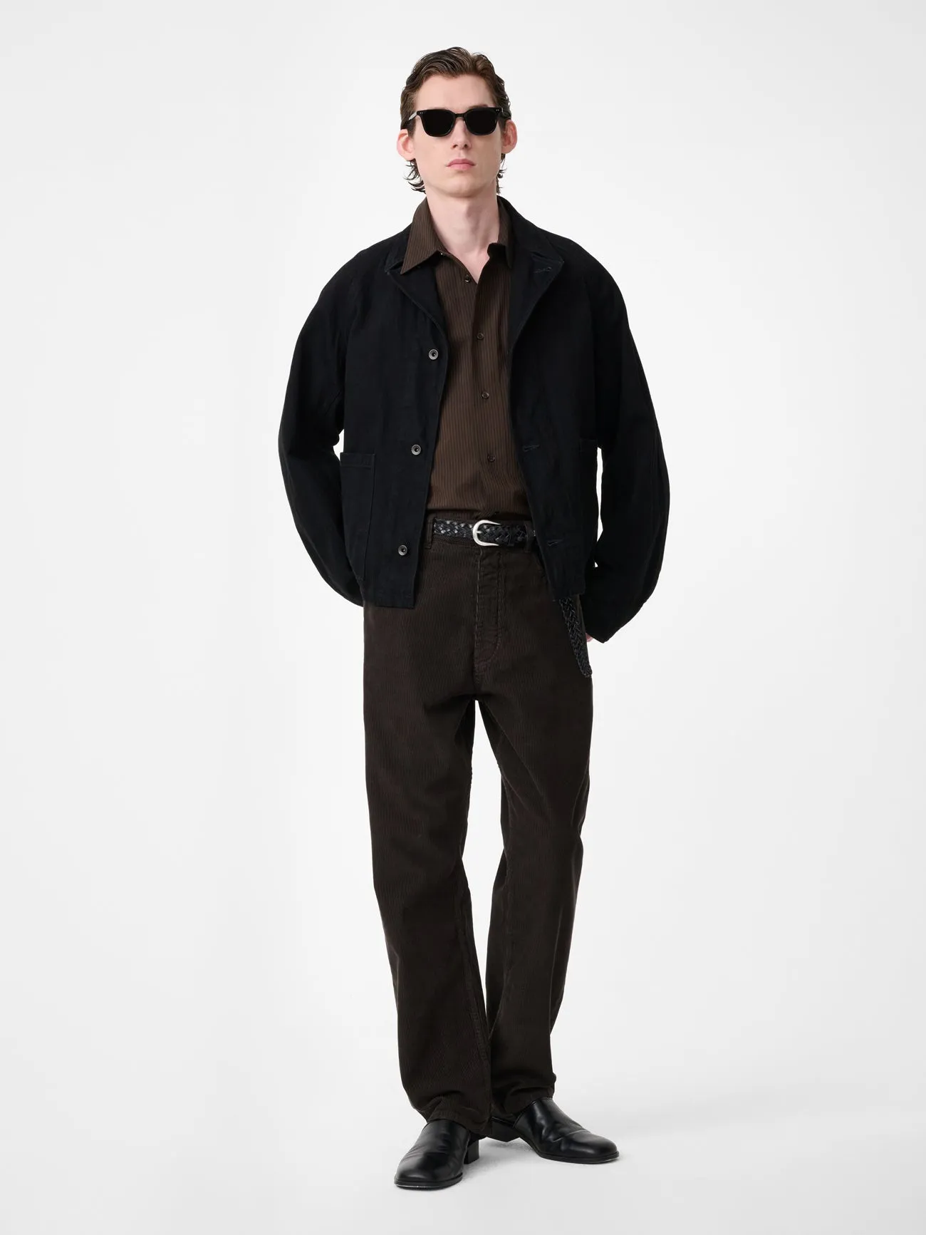 Coggan Crinkle Denim Jacket in Black sold by Studio Nicholson product image thumbnail 2