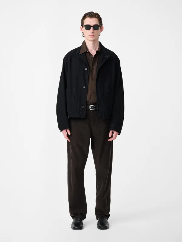 Coggan Crinkle Denim Jacket in Black made by Studio Nicholson