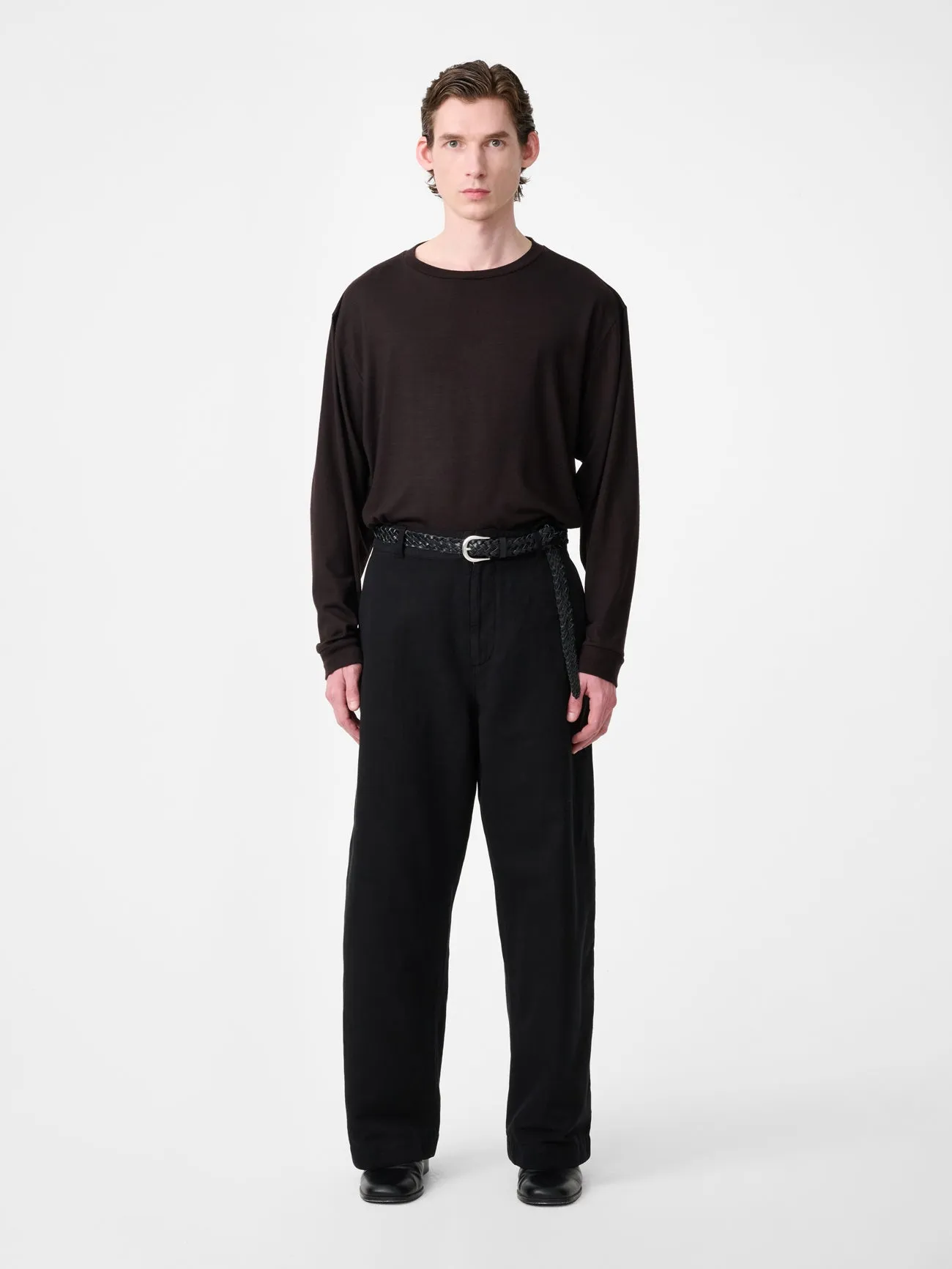 Pinhas Long Sleeve Jersey in Black Grape sold by Studio Nicholson