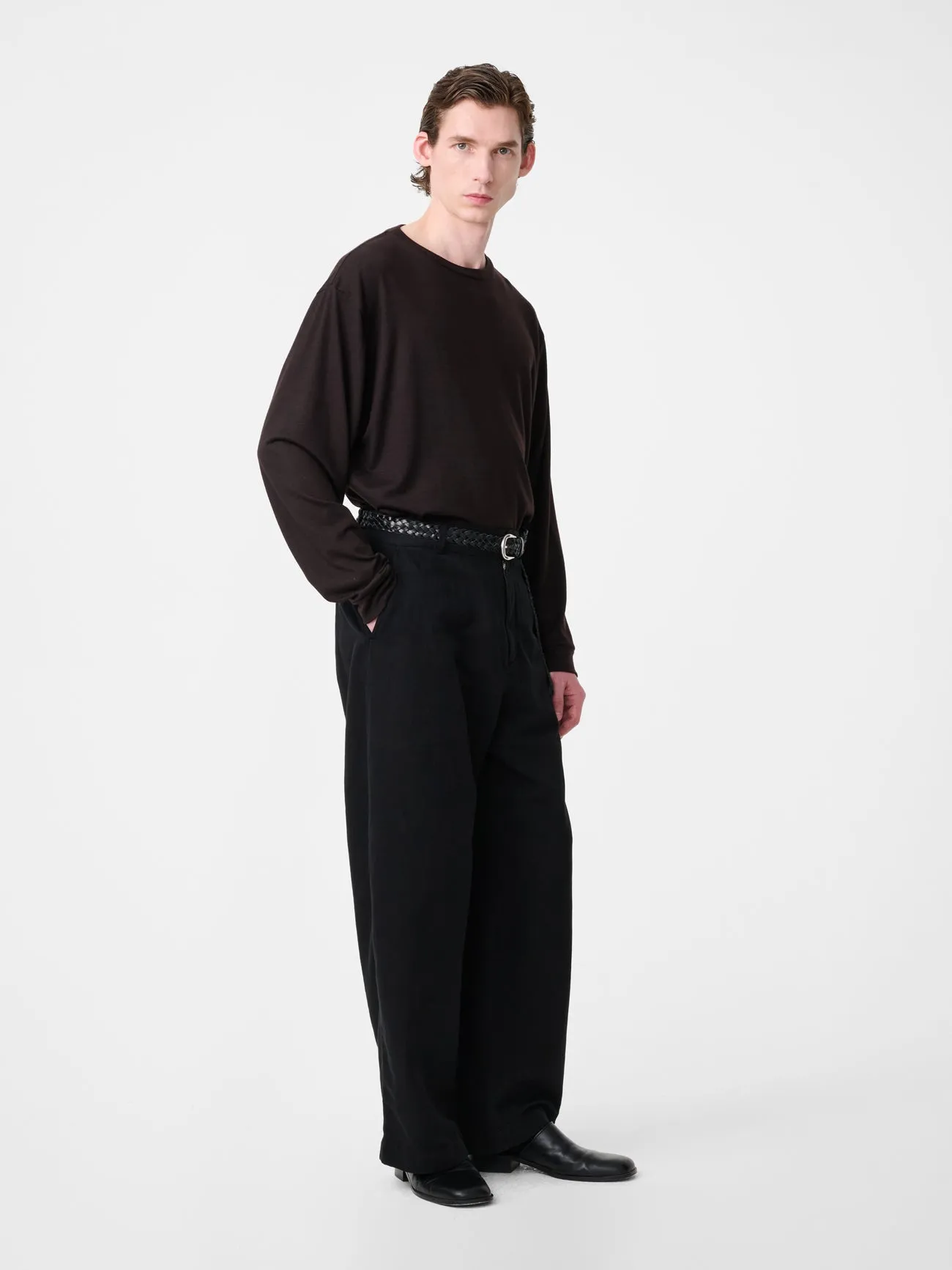 Pinhas Long Sleeve Jersey in Black Grape sold by Studio Nicholson product image thumbnail 4