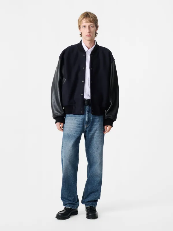 Riso Straight Leg Denim Pant in Worn Wash Indigo made by Studio Nicholson