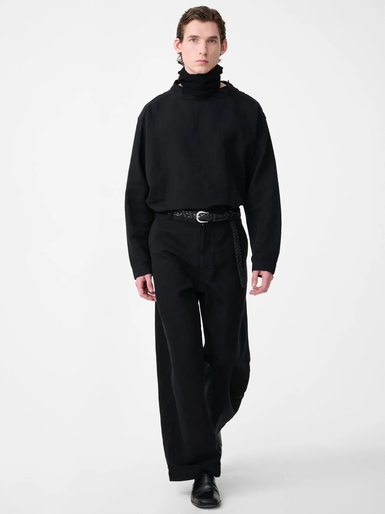 Holkham Linen Shirt in Black sold by Studio Nicholson product image thumbnail 5