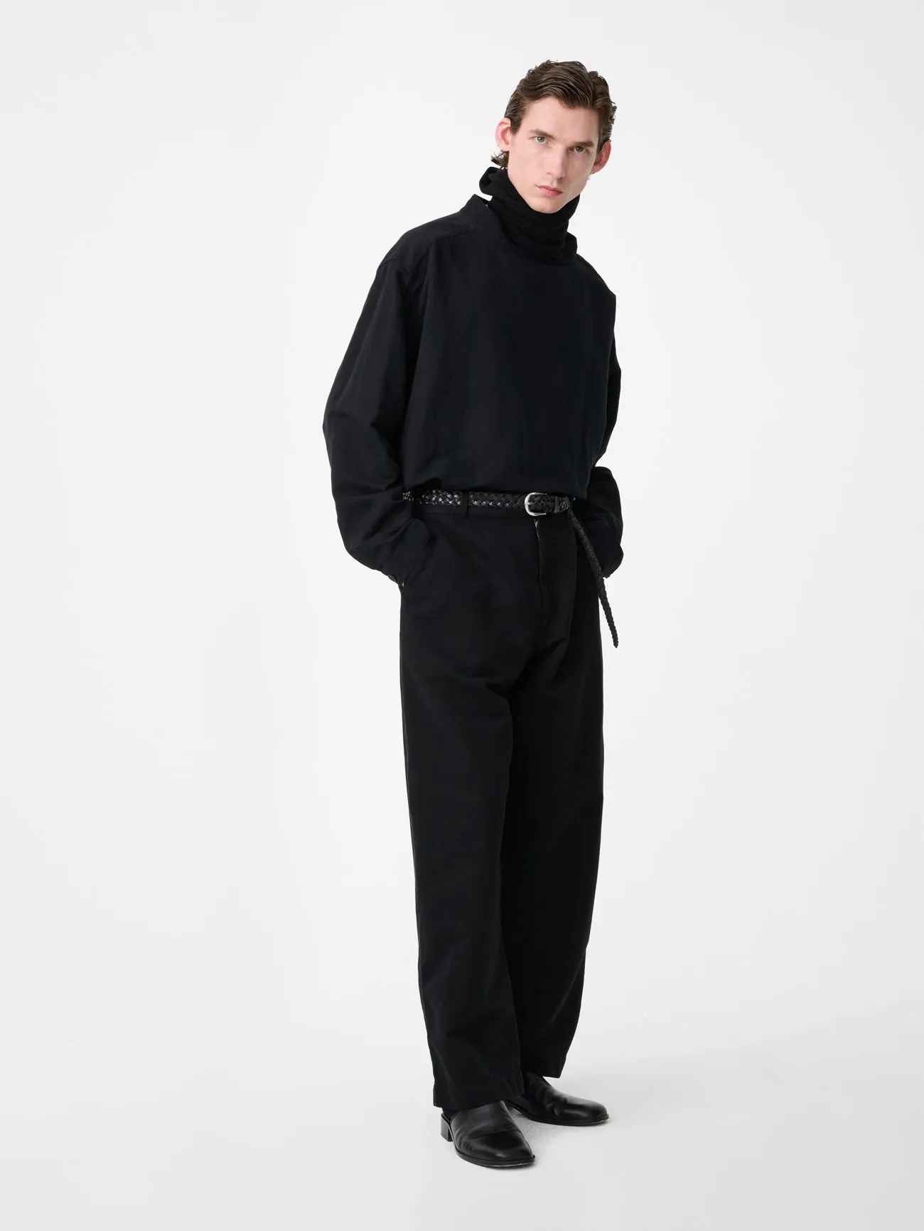 Holkham Linen Shirt in Black sold by Studio Nicholson product image thumbnail 3