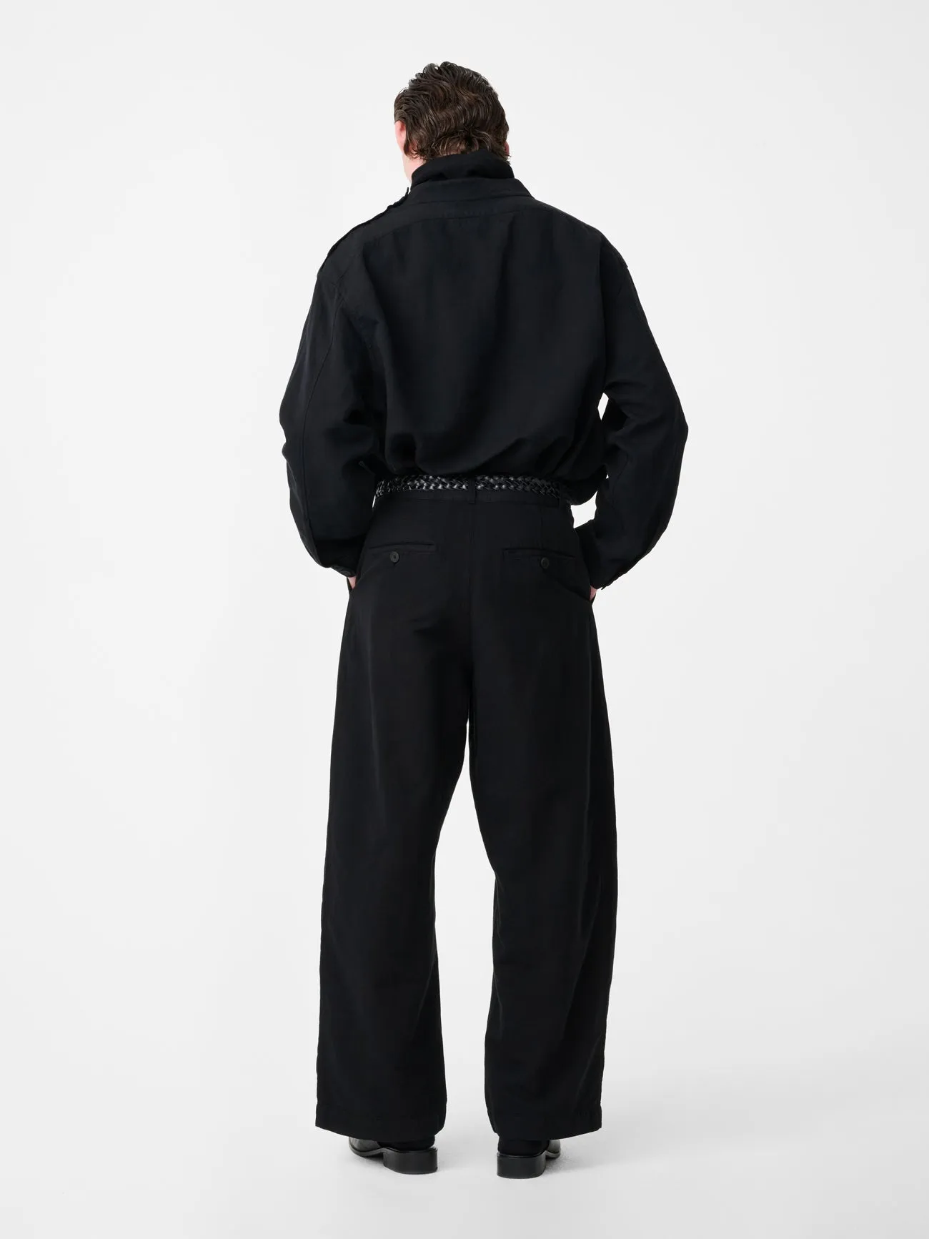 Holkham Linen Shirt in Black sold by Studio Nicholson product image thumbnail 4