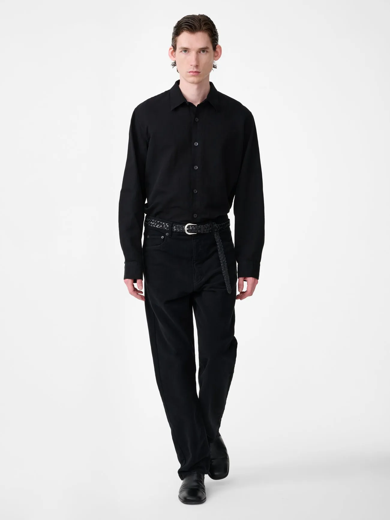 Hithe Linen Shirt in Black sold by Studio Nicholson