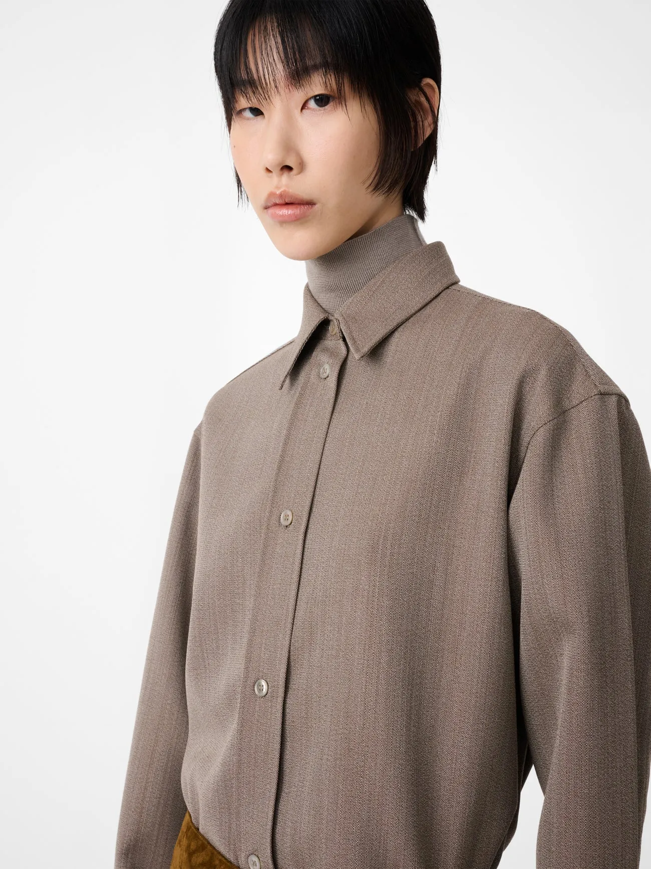 Rouen Shirt in Bark Melange sold by Studio Nicholson product image thumbnail 2