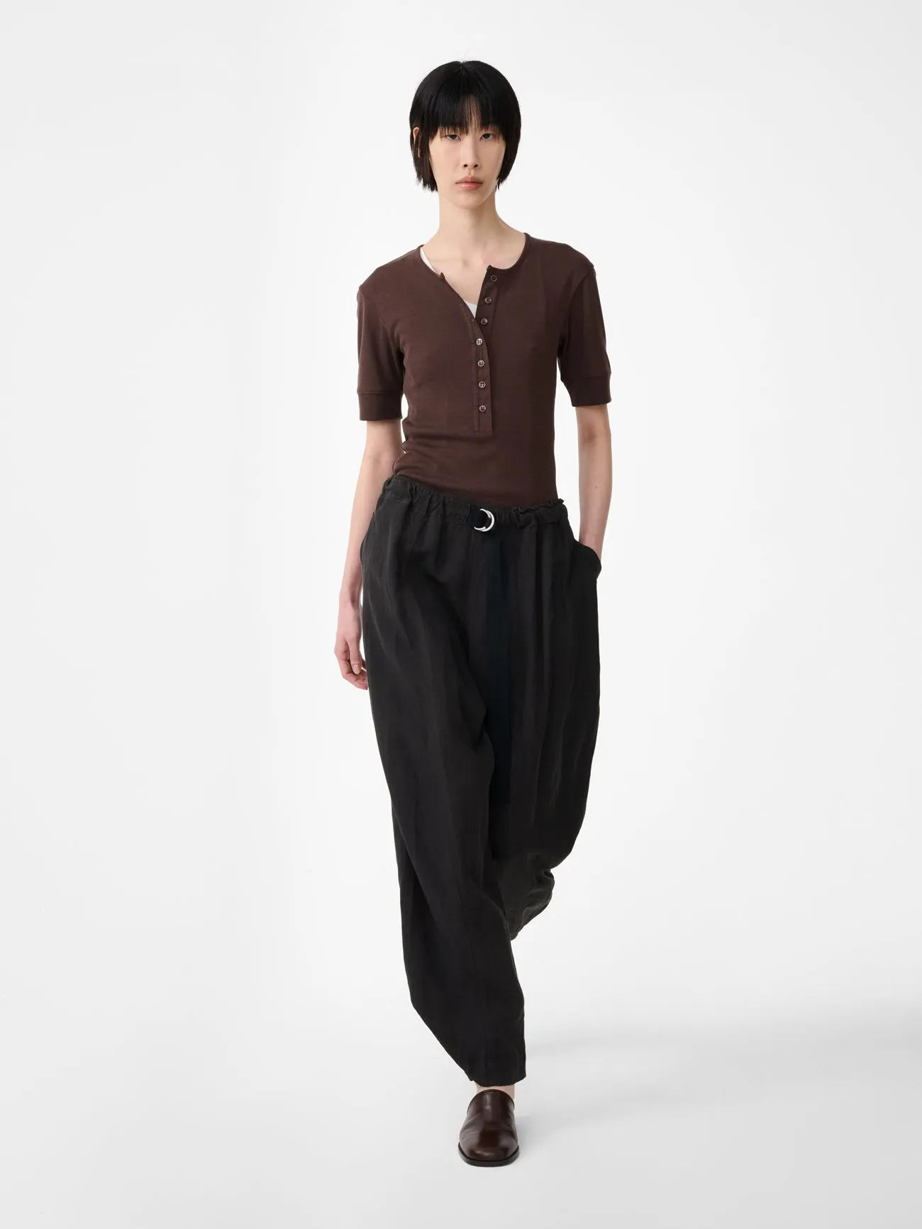 Calvo Belted Pant in Ore sold by Studio Nicholson