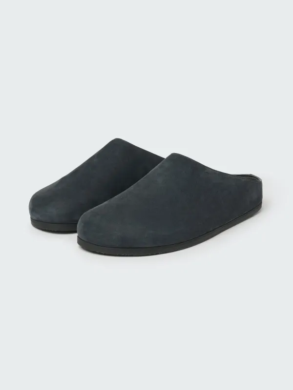 Men's Wearing Nabuk Clog in Ocean made by Studio Nicholson