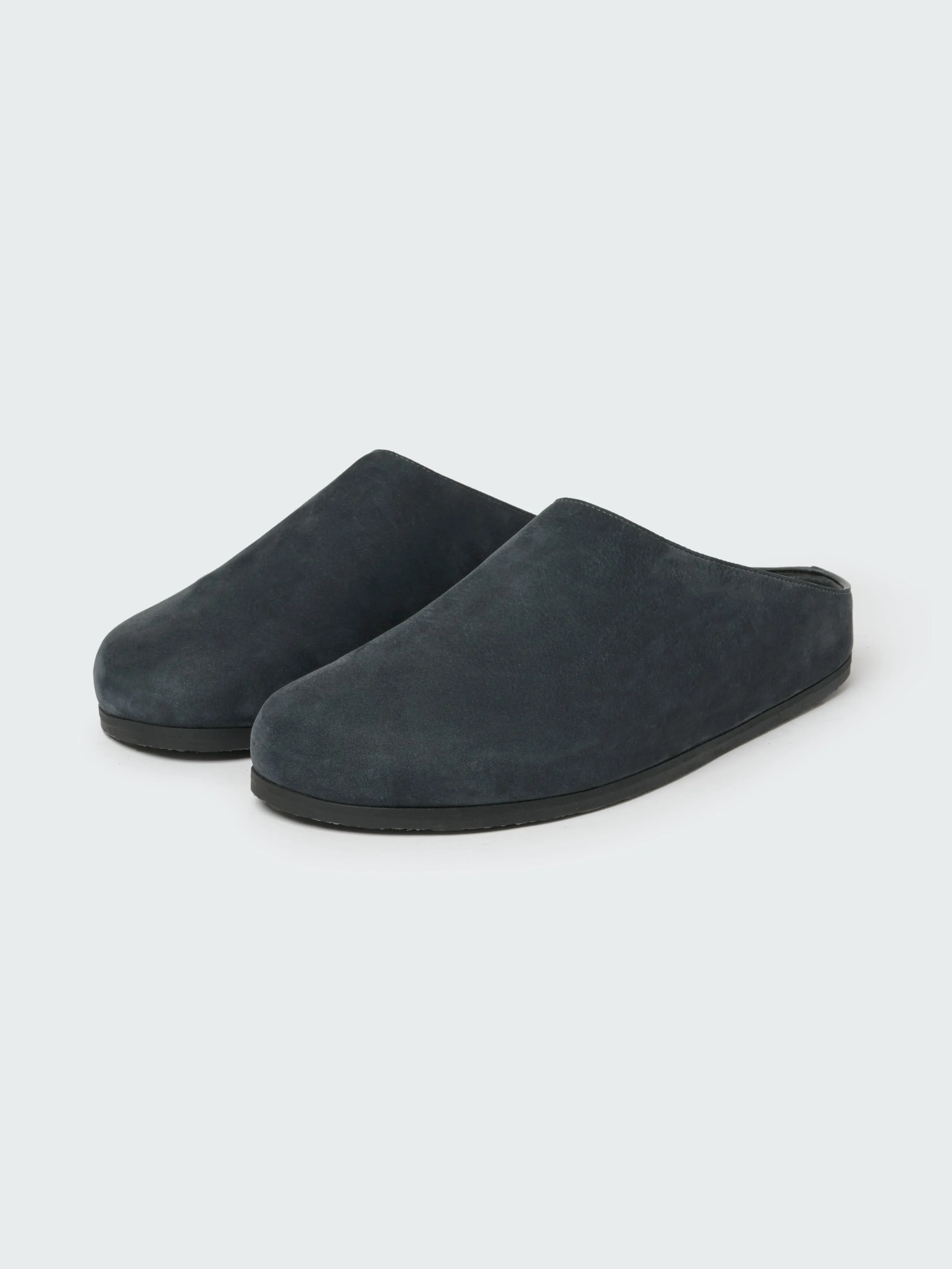 Men's Wearing Nabuk Clog in Ocean sold by Studio Nicholson