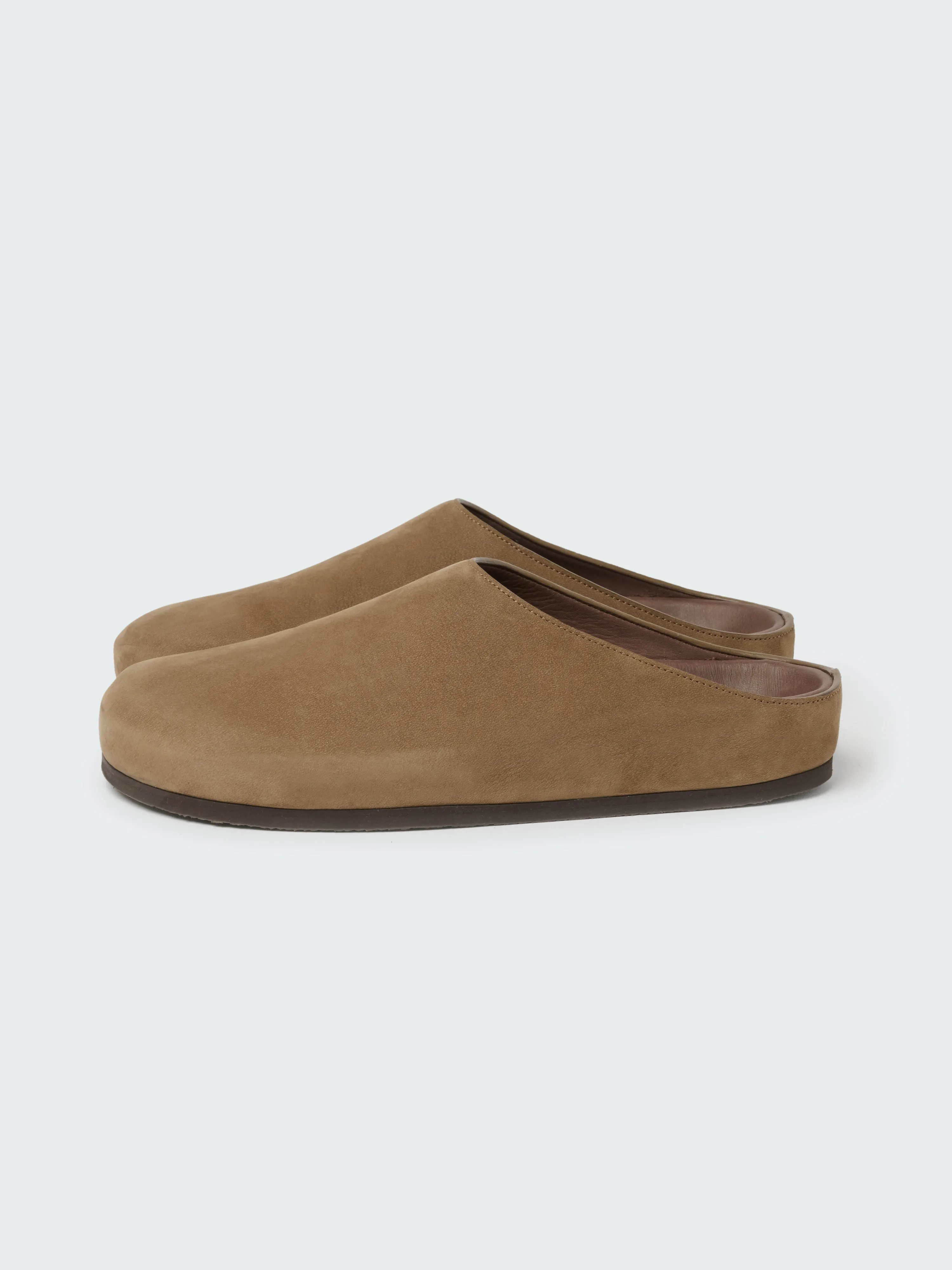 Men's Wearing Nubuk Clog in Taupe sold by Studio Nicholson product image thumbnail 2