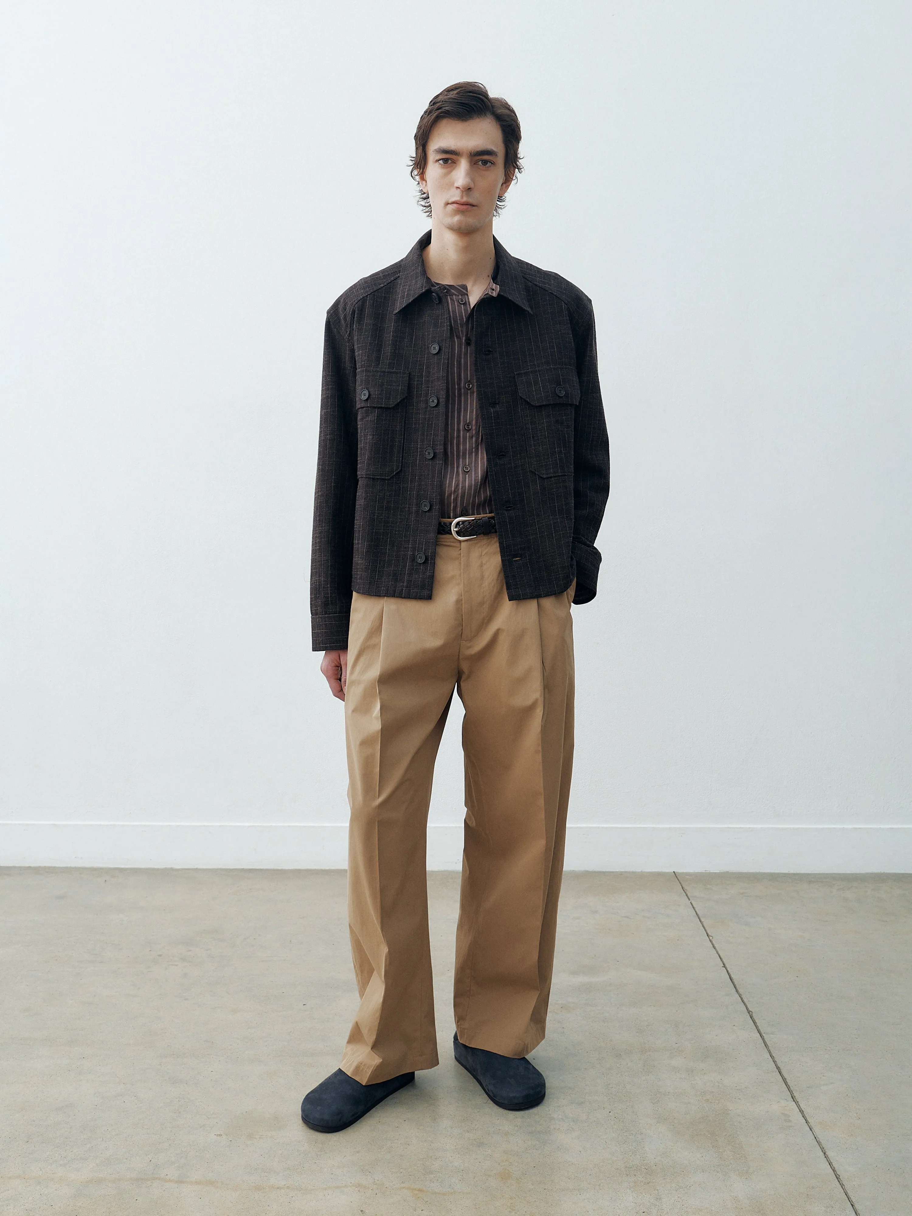 Men's Wearing Nubuk Clog in Ocean sold by Studio Nicholson product image thumbnail 2