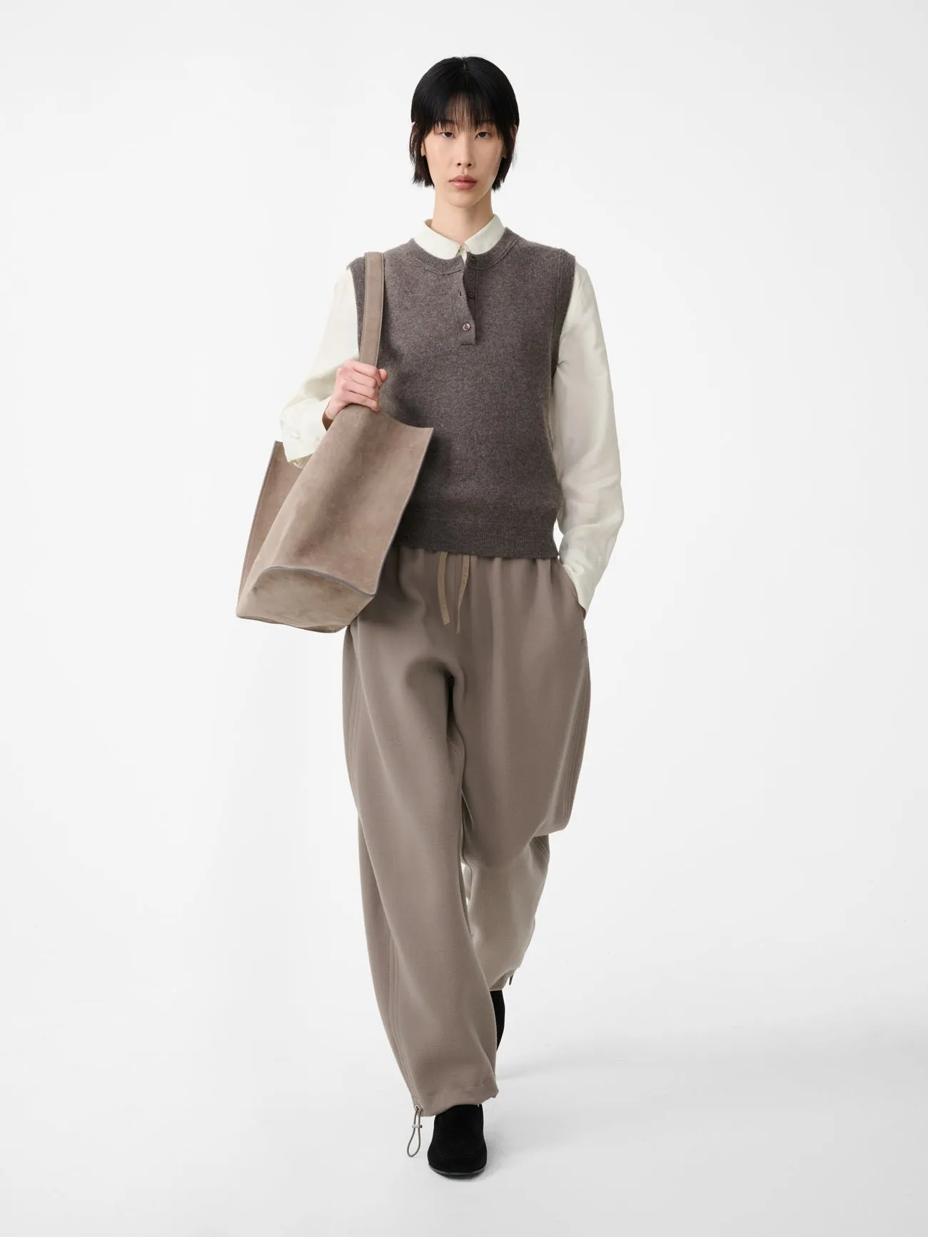 Aurel Knit Vest in Mouse sold by Studio Nicholson