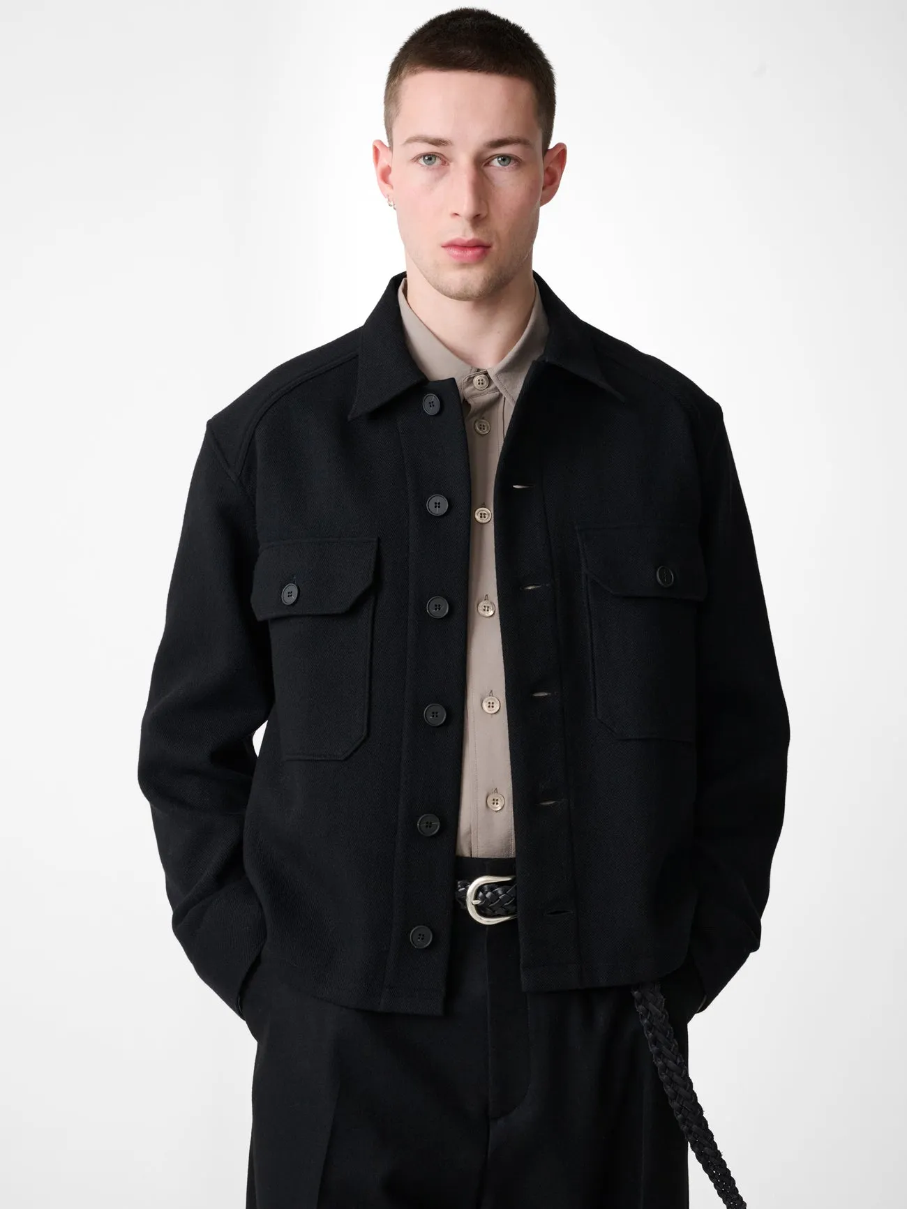 Kelver Wool Jacket in Black sold by Studio Nicholson product image thumbnail 4