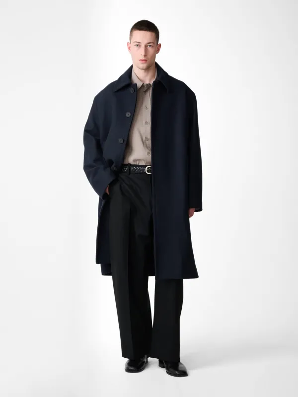 Ady Wool Melton Coat in Navy made by Studio Nicholson