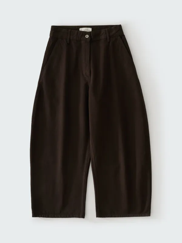 Chalco Wide Leg Denim Pant in Coffee made by Studio Nicholson