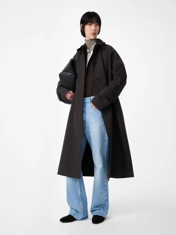 Holin Trench Twill Coat in Brown Marl made by Studio Nicholson
