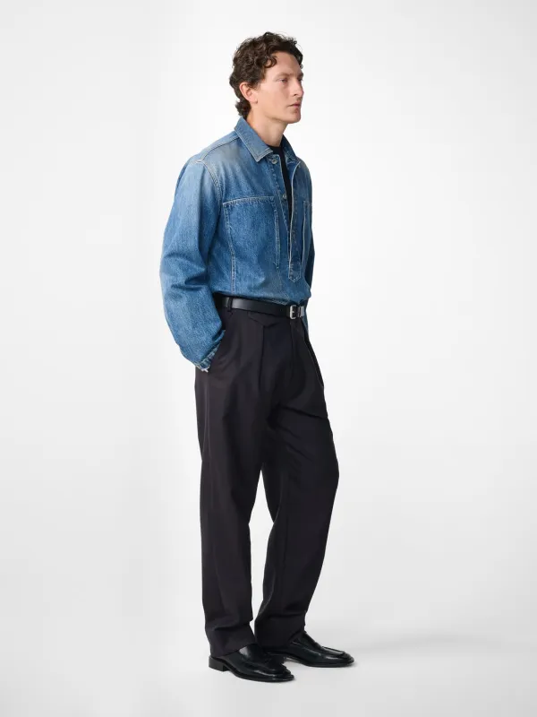 Taunton Tailored Pant in Black Grape made by Studio Nicholson