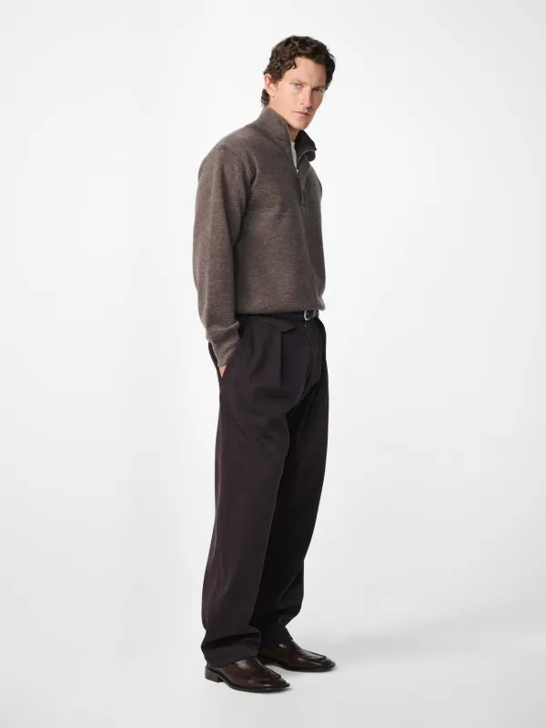 Poole Pleated Twill Pant in Chocolate made by Studio Nicholson