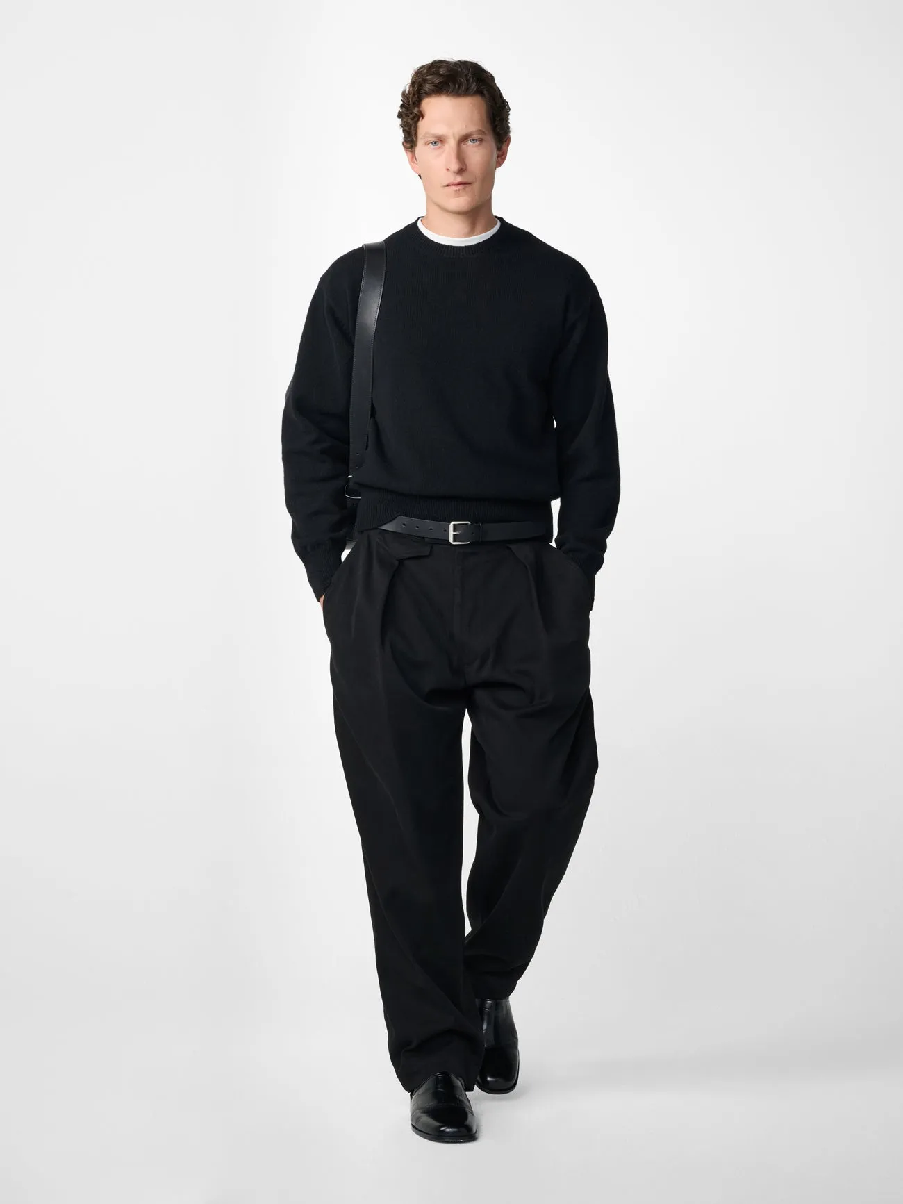 Poole Pleated Twill Pant in Balck sold by Studio Nicholson product image thumbnail 2