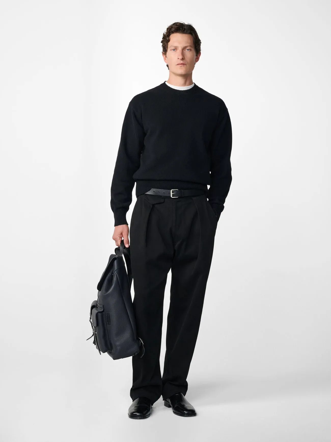 Poole Pleated Twill Pant in Balck sold by Studio Nicholson product image thumbnail 3