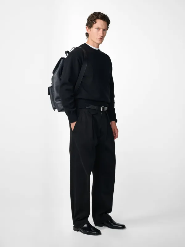 Poole Pleated Twill Pant in Balck made by Studio Nicholson