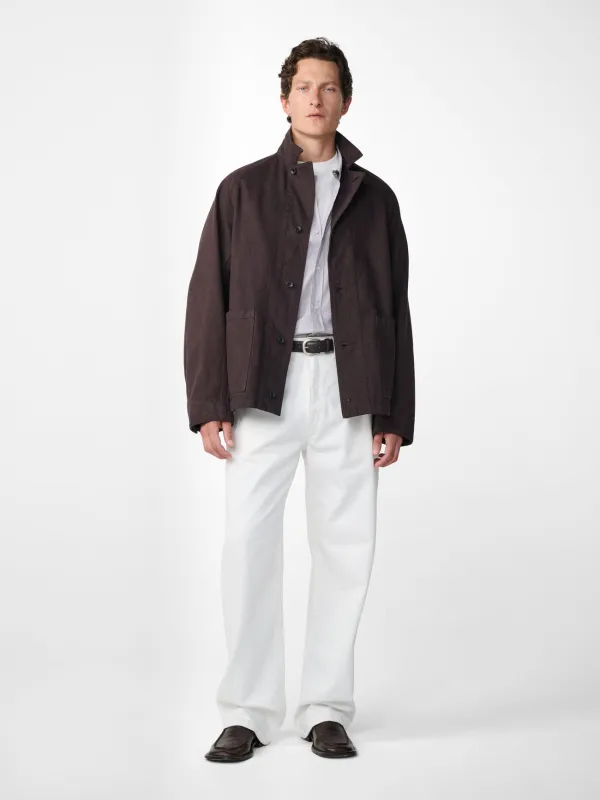 Newark Denim Jacket in Chocolate made by Studio Nicholson