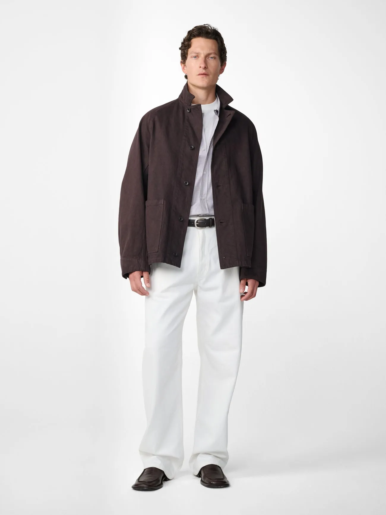 Newark Denim Jacket in Chocolate sold by Studio Nicholson
