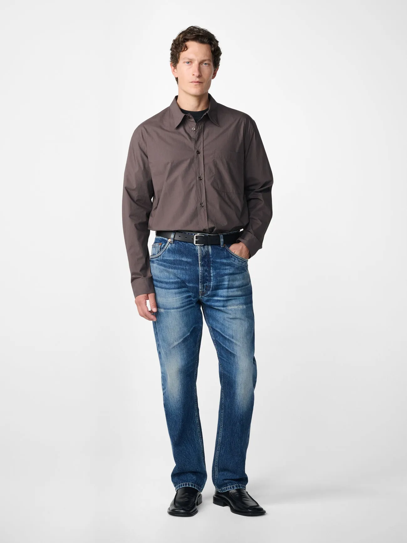 Hyde Straight Leg Denim Pant in Thrashed Indigo Wash sold by Studio Nicholson product image thumbnail 2