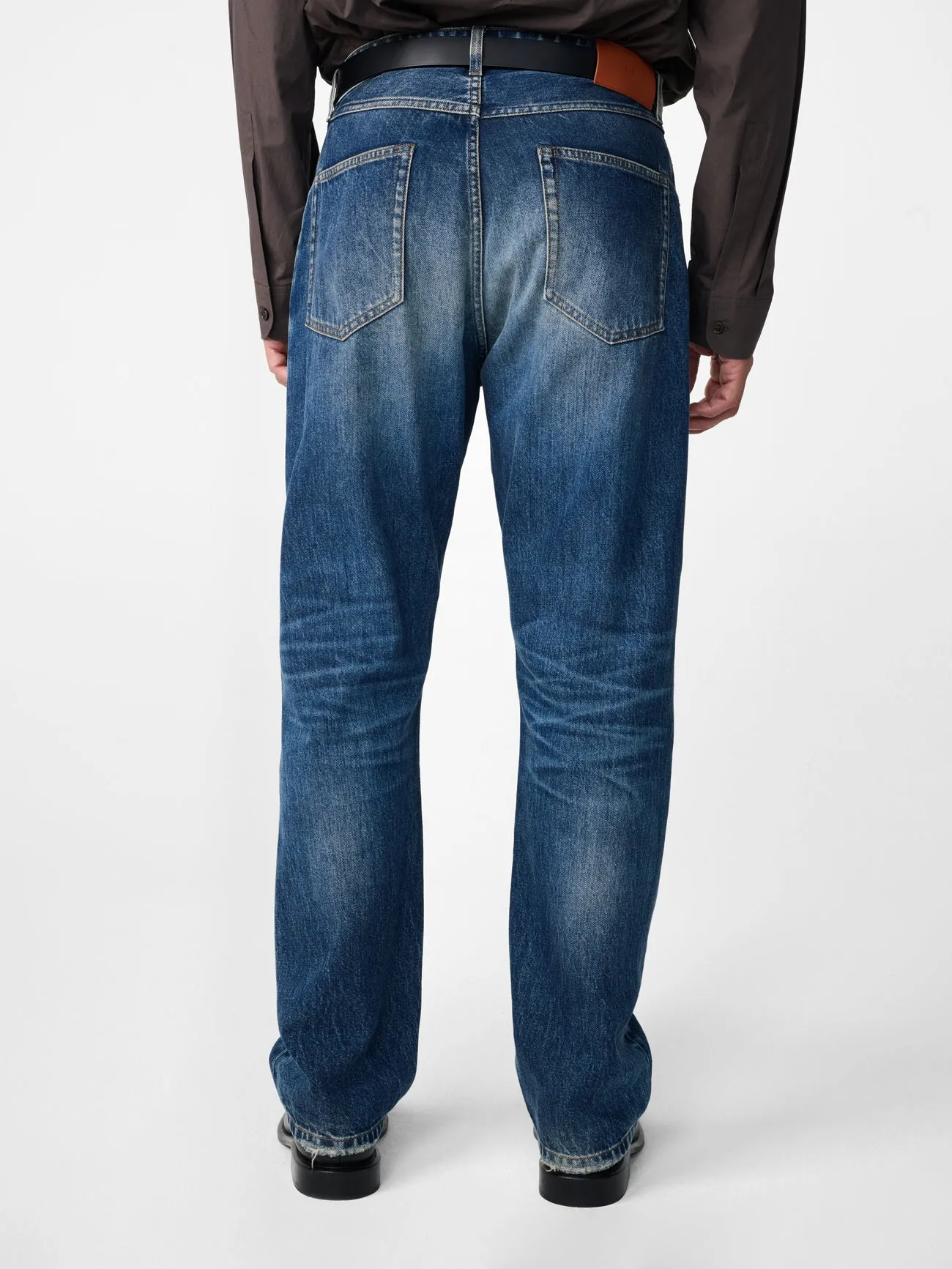 Hyde Straight Leg Denim Pant in Thrashed Indigo Wash sold by Studio Nicholson product image thumbnail 5
