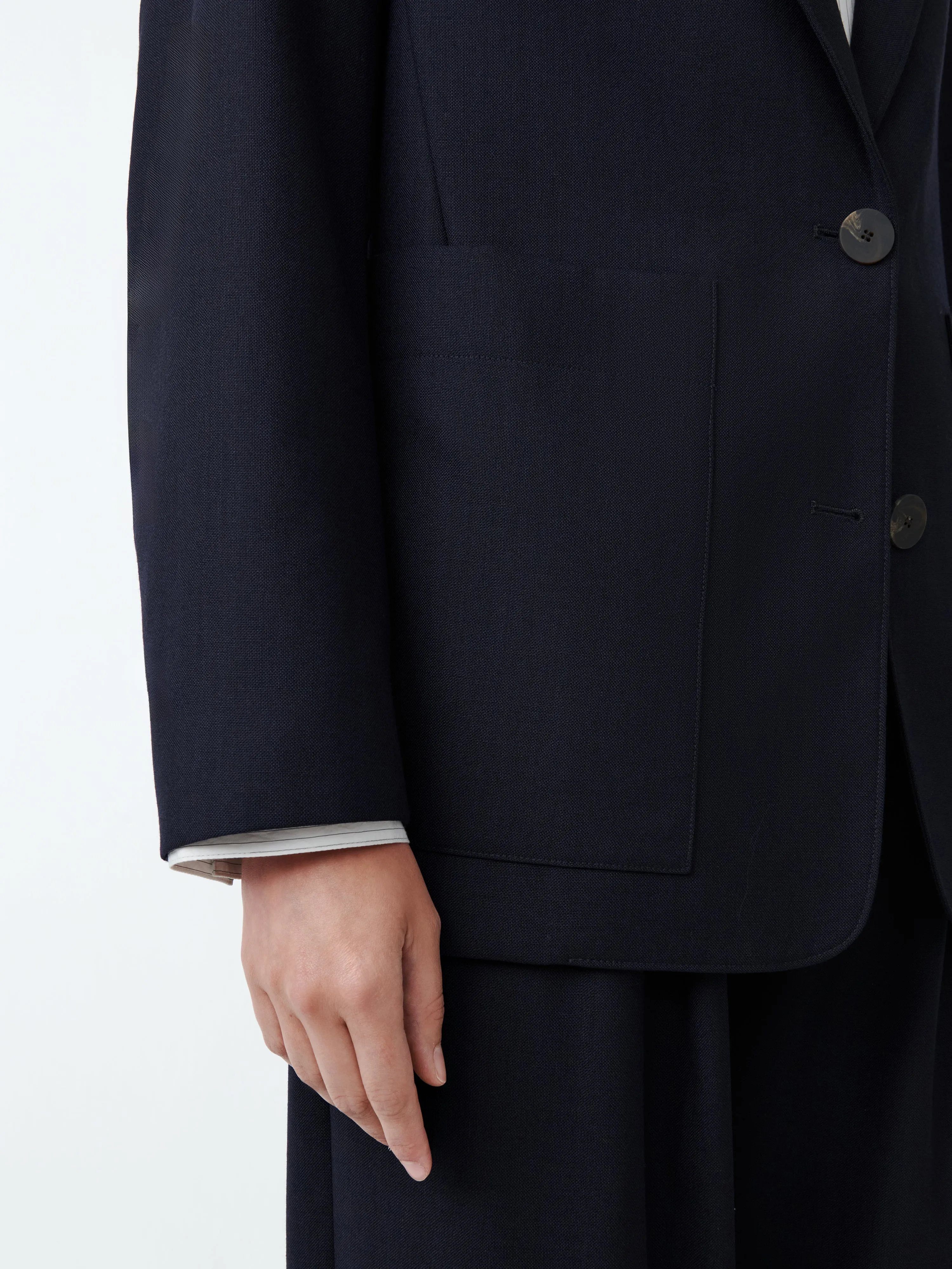 Women's Conde Tropical Wool Jacket in Darkest Navy sold by Studio Nicholson product image thumbnail 5