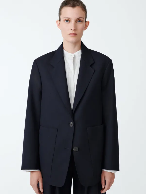 Women's Conde Tropical Wool Jacket in Darkest Navy sold by Studio Nicholson