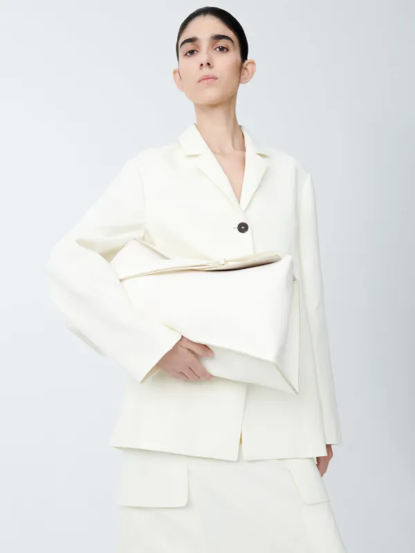 Shiboru Leather Bag in Parchment made by Studio Nicholson