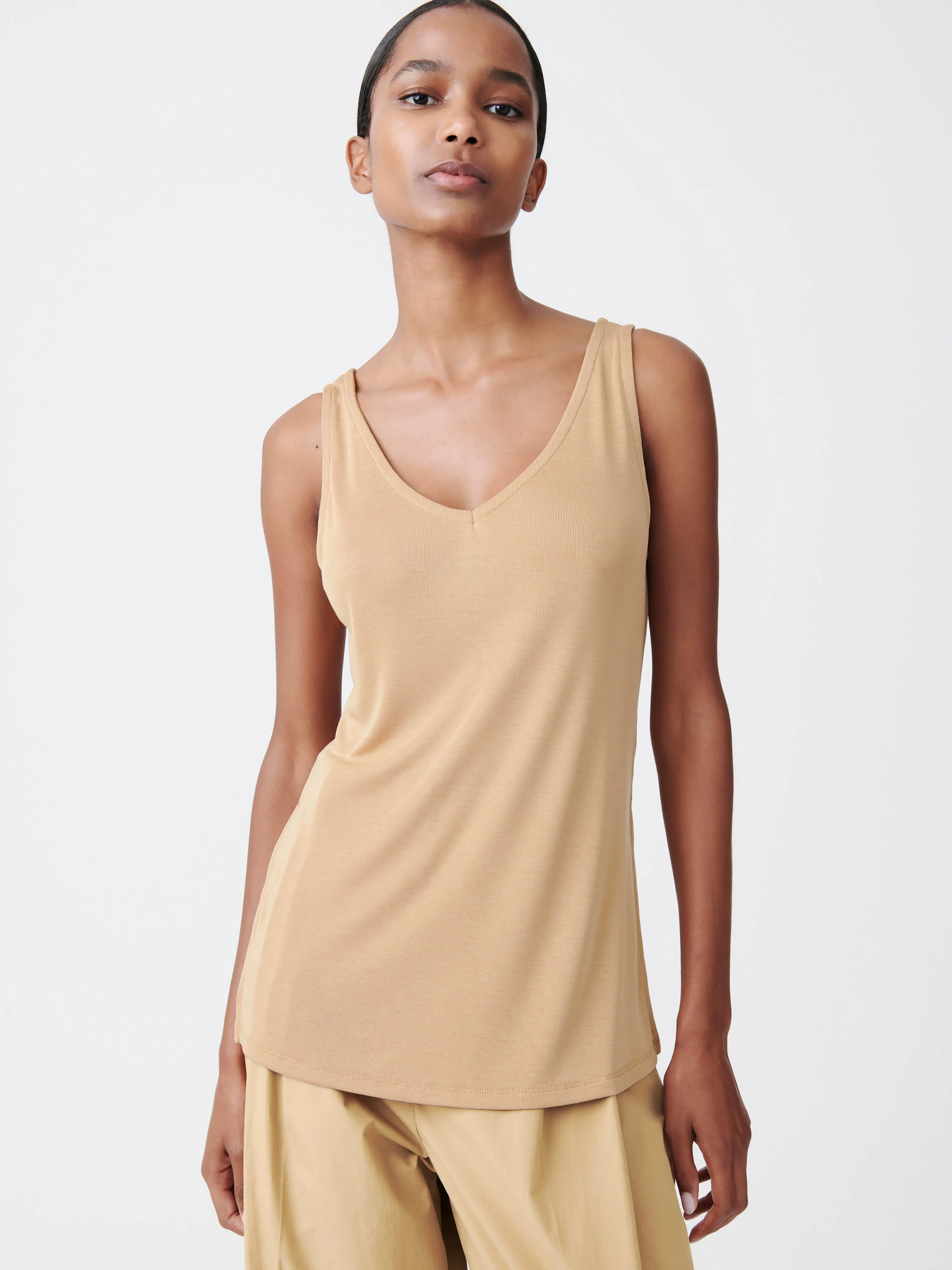 Shea Vest in Sand sold by Studio Nicholson