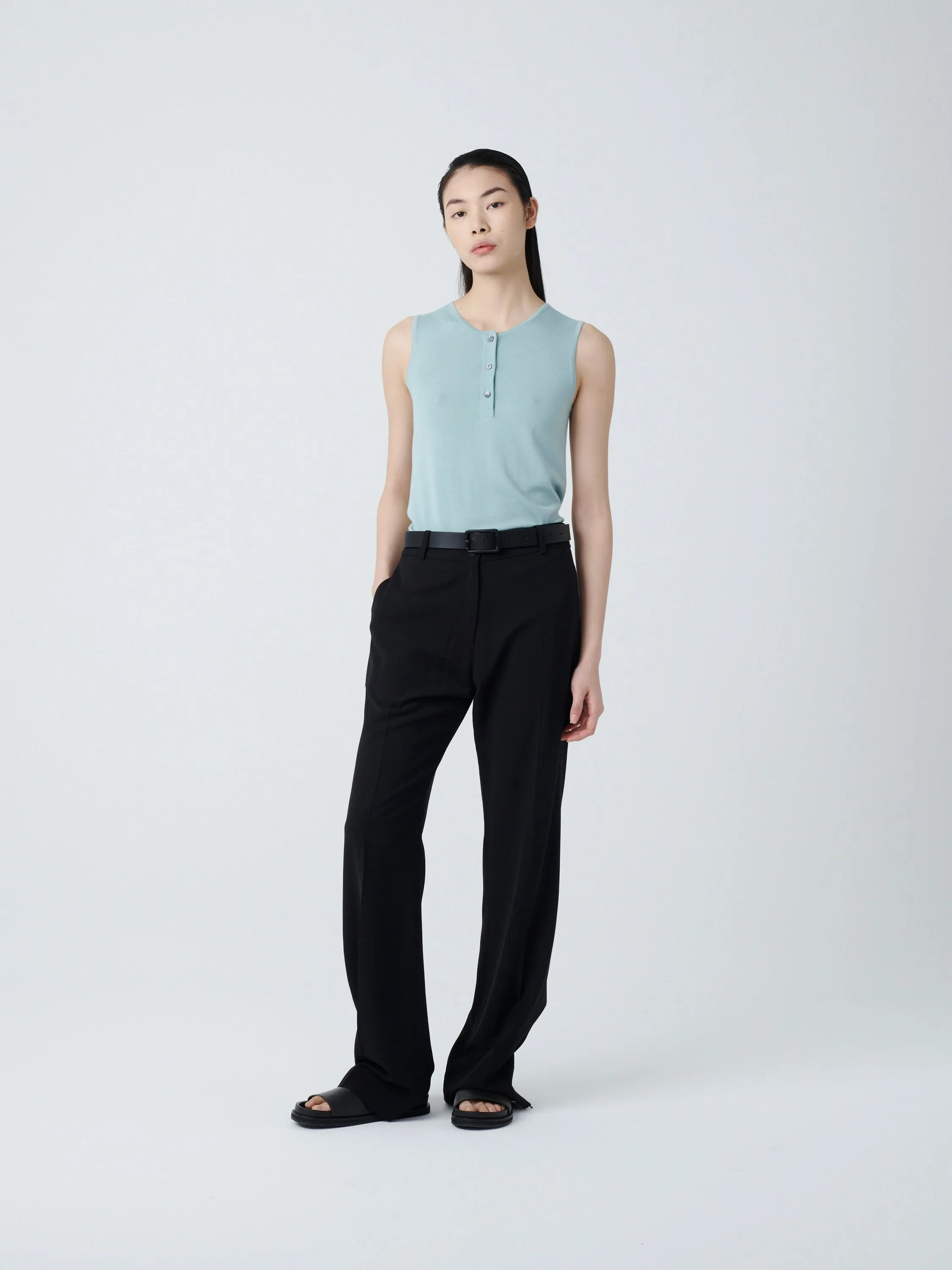 Rie Crepe Pant in Black sold by Studio Nicholson